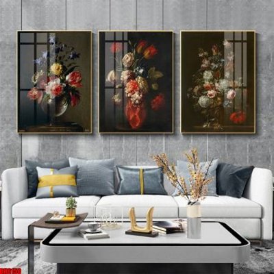 File ảnh File tranh bộ 3 bình hoa phong cách cổ điển BH6150 (gốc) cho trang trí nhà hàng
