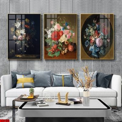 File gốc File tranh bộ 3 bình hoa phong cách cổ điển BH6155 (in 3D) cho trang trí