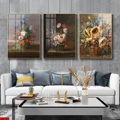 File ảnh File tranh bộ 3 bình hoa phong cách cổ điển BH6164 (gốc) in decal dán tường