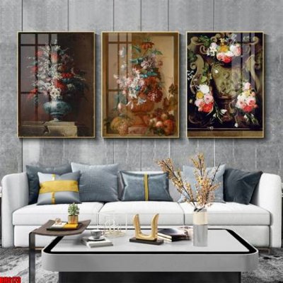 File gốc File tranh bộ 3 bình hoa phong cách cổ điển BH6173 (in tráng gương) hiện đại