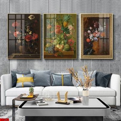 File PSD File tranh bộ 3 bình hoa phong cách cổ điển BH6179 (bản gốc) độ phân giải cao
