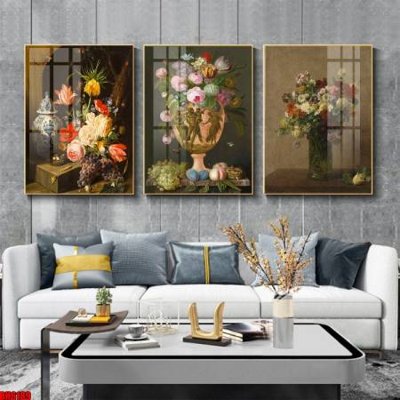 File tranh File tranh bộ 3 bình hoa phong cách cổ điển BH6189 (gốc) chủ đề động vật