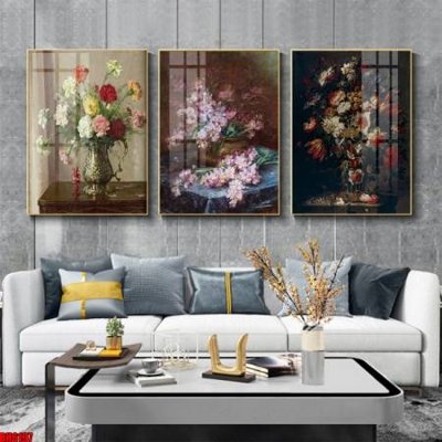 File in trần File tranh bộ 3 bình hoa phong cách cổ điển BH6197 (bản gốc) bầu trời