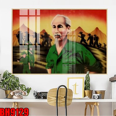 File gốc File in tranh bác hồ chất lượng cao BH9129 (in lụa) hoa văn cổ điển