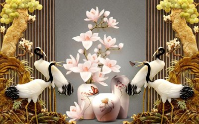 File tranh File tranh bình hoa BHY222 (gốc) chủ đề động vật