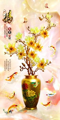 File gốc File tranh bình hoa BHY24 (in lụa) chi tiết cao