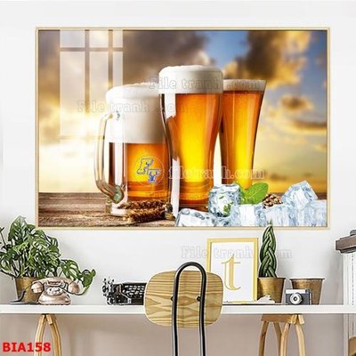 Download file gốc Tranh quán bia nhậu BIA158 (in lụa) hoa lá