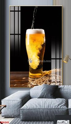 File gốc Tranh quán bia nhậu BIA241 (in lụa) họa tiết 3D