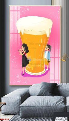 Tải file Tranh quán bia nhậu BIA314 (ảnh gốc) in tráng gương