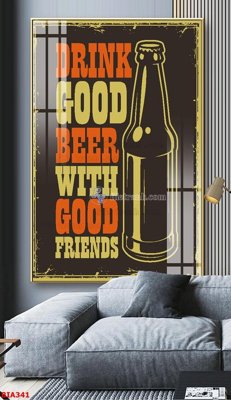 File tranh Tranh quán bia nhậu BIA341 (gốc) phong cách tối giản