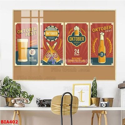 File gốc Tranh quán bia nhậu BIA402 (phong cách) tối giản