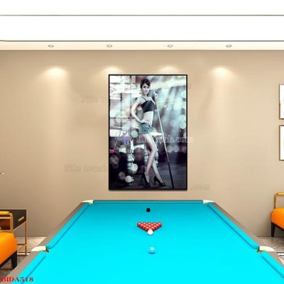 File tranh File tranh quán bida bi-a BILLARD BIDA518 (bản gốc) in lụa dán tường