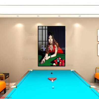 Ảnh gốc File tranh quán bida bi-a BILLARD BIDA611 (nét căng) in mica