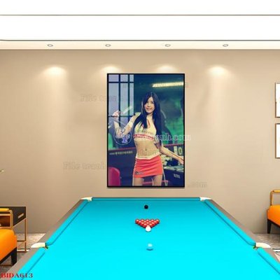 File gốc File tranh quán bida bi-a BILLARD BIDA613 (in 3D) cho trang trí