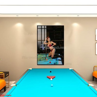 File tranh File tranh quán bida bi-a BILLARD BIDA664 (ảnh gốc) in trần 3D