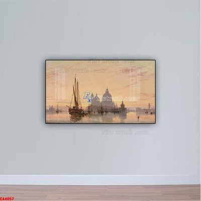 File in trần Tranh sơn dầu phong cảnh châu âu CA4057 (file gốc) hoa văn 3D