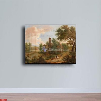 File gốc Tranh sơn dầu phong cảnh châu âu CA4201 (in lụa) trang trí tường