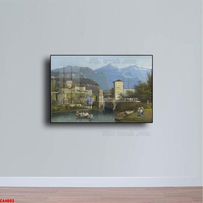 File gốc Tranh sơn dầu phong cảnh châu âu CA4603 (in mica) trang trí