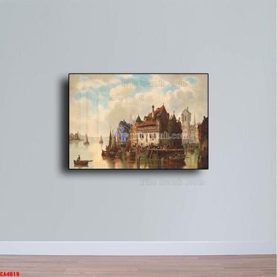 File tranh gốc PSD Tranh sơn dầu phong cảnh châu âu CA4619 còn nguyên layer