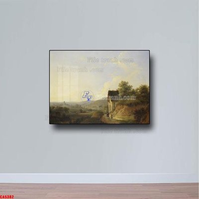 File in trần Tranh sơn dầu phong cảnh châu âu CA5382 (bản gốc) mây trời
