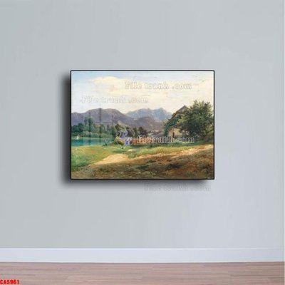 File in trần Tranh sơn dầu phong cảnh châu âu CA5961 (bản gốc) mây trời