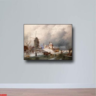 File gốc Tranh sơn dầu phong cảnh châu âu CA6008 (in mica) cắt laser