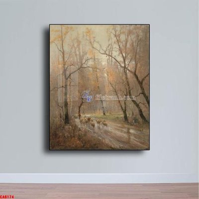 File in trần Tranh sơn dầu phong cảnh châu âu CA6174 (bản gốc 3D) sống động