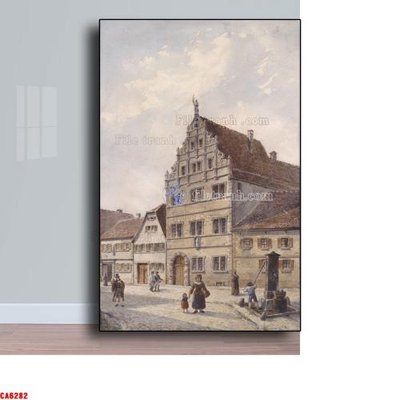 File gốc Tranh sơn dầu phong cảnh châu âu CA6282 (in mica) làm bảng hiệu