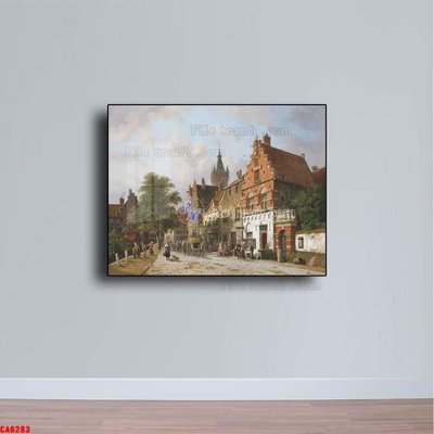 File gốc Tranh sơn dầu phong cảnh châu âu CA6283 (vector) cho in ấn