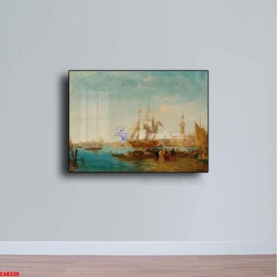 File gốc Tranh sơn dầu phong cảnh châu âu CA6336 (in lụa) tranh thuận buồm