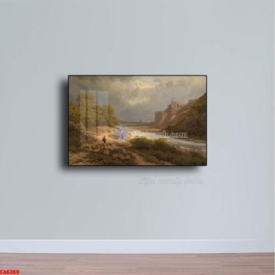 File PSD in ấn Tranh sơn dầu phong cảnh châu âu CA6369 (chất lượng cao)