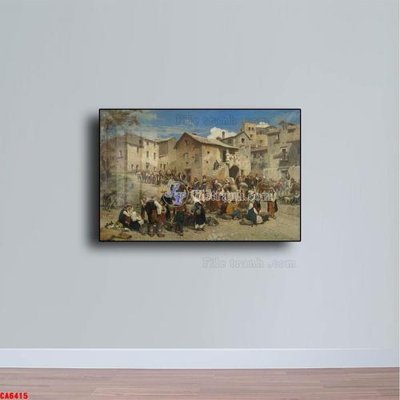 File gốc Tranh sơn dầu phong cảnh châu âu CA6415 (in 3D) cho trang trí