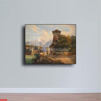 File in lụa Tranh sơn dầu phong cảnh châu âu CA6438 (hoa văn) Tranh sơn dầu phong cảnh châu âu CA6438