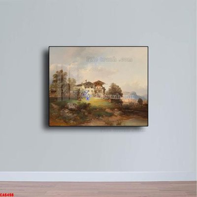 File PSD Tranh sơn dầu phong cảnh châu âu CA6498 (gốc) cho in quảng cáo