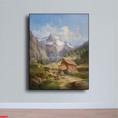 File in trần Tranh sơn dầu phong cảnh châu âu CA6677 (bản gốc) bầu trời