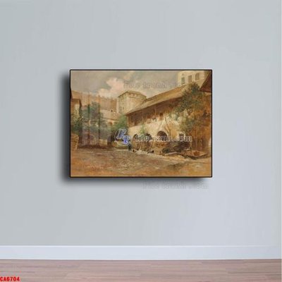 Ảnh gốc Tranh sơn dầu phong cảnh châu âu CA6704 (độ nét cao) in tráng gương