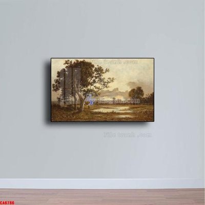 File gốc Tranh sơn dầu phong cảnh châu âu CA6786 (in mica) cắt laser