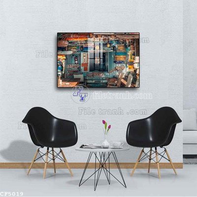 File tranh File tranh treo quán cà phê CF5019 (gốc) in trên kính