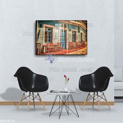 File gốc File tranh treo quán cà phê CF5078 (in lụa) chi tiết cao