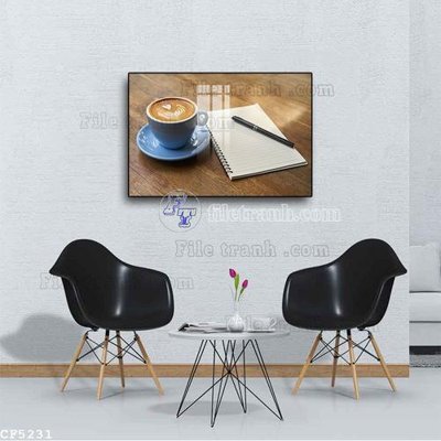 File tranh gốc PSD File tranh treo quán cà phê CF5231 còn nguyên layer