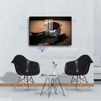 File gốc File tranh treo quán cà phê CF5340 (in lụa) tranh mã đáo