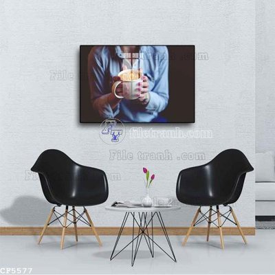 Tải file File tranh treo quán cà phê CF5577 (gốc) chủ đề hoa sen