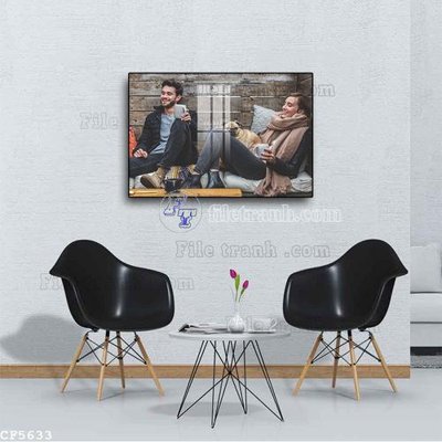 File ảnh File tranh treo quán cà phê CF5633 (gốc) in decal dán tường