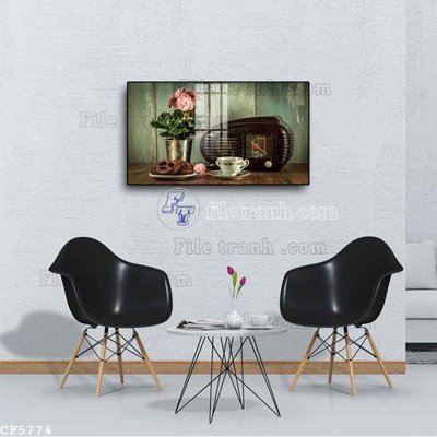 Ảnh gốc File tranh treo quán cà phê CF5774 (nét căng) in mica