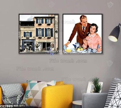 File tranh in trần File tranh treo quán cà phê CF5869 (ảnh gốc siêu nét)