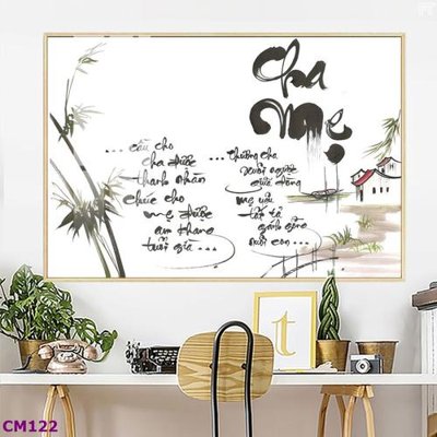 File tranh File tranh thư pháp cha mẹ CM122 (bản gốc) trang trí văn phòng