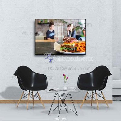 File tranh File tranh phòng ăn đồ ăn nhanh DA522 (gốc) in trên kính