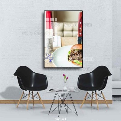 File tranh in trần 3D File tranh phòng ăn đồ ăn nhanh DA541 (ảnh gốc)