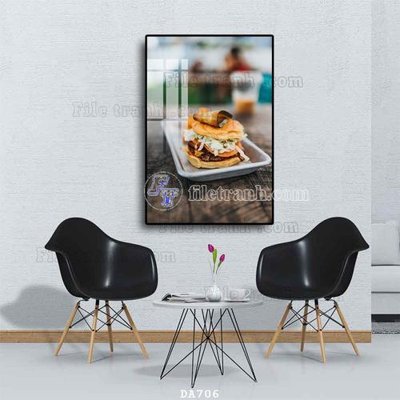 Download file gốc File tranh phòng ăn đồ ăn nhanh DA706 (in mica) 3D