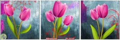 File in lụa Tranh hoa tulip tím DC107 (phong cảnh) Tranh hoa tulip tím DC107